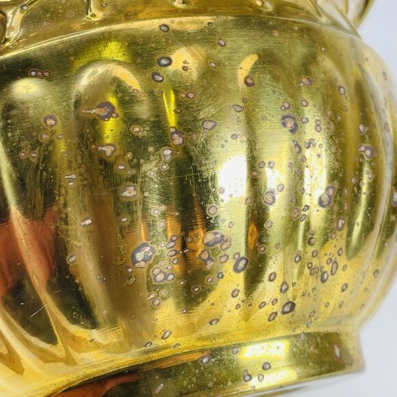 Vintage Brass Textured Planter Indoor Plant Pot Jardiniere 8in Diameter India - Picture 8 of 9